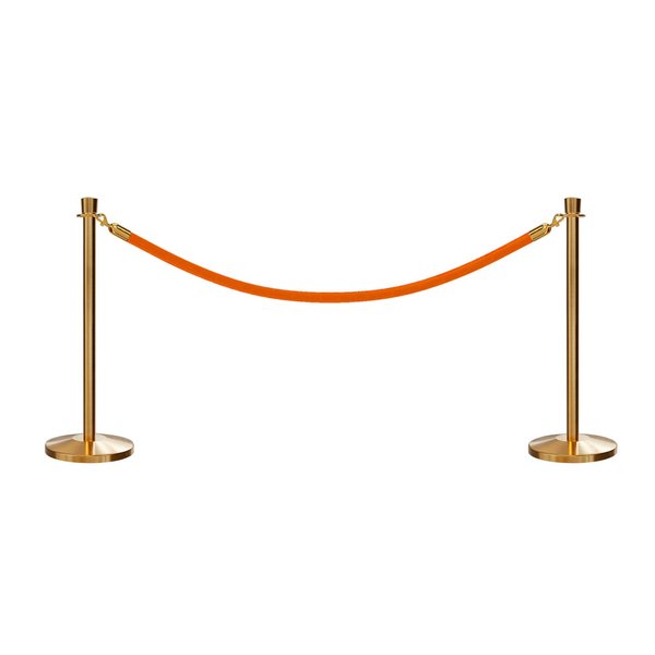 Montour Line Stanchion Post and Rope Kit Sat.Brass, 2 Crown Top 1 Gold Rope C-Kit-2-SB-CN-1-PVR-GD-PB